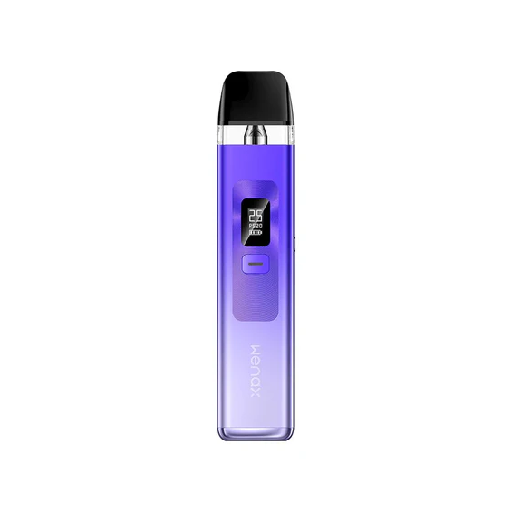 GeekVape Wenax Q Pod Mod mor renkli, dijital ekranlı kompakt elektronik sigara.