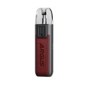 Voopoo Argus SE Pod Mod, gri gövde ve bordo deri kaplama, kompakt.