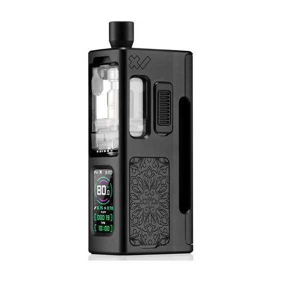 Siyah DotMod MissonXV dotApollo Pod Mod, dijital ekranlı, desenli.