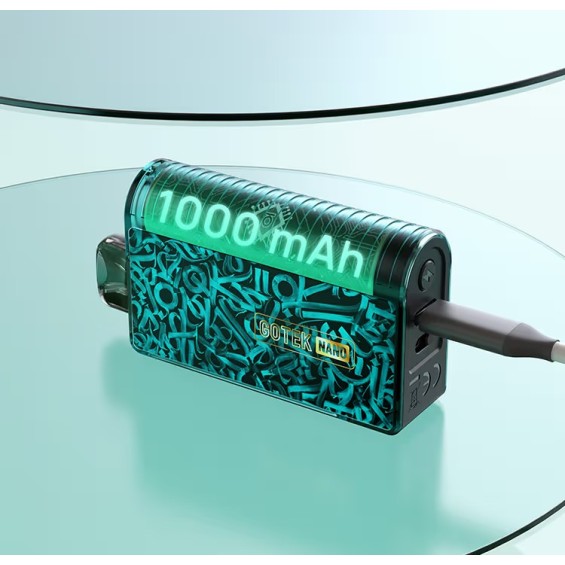 Aspire Gotek Nano Pod Mod şarj olurken 1000mAh göstergeli.
