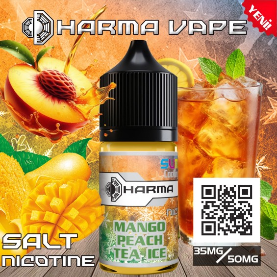 Dharma Mango Peach Tea Ice Salt Likit Mango Şeftali Soğuk Çay Premium E-Likit