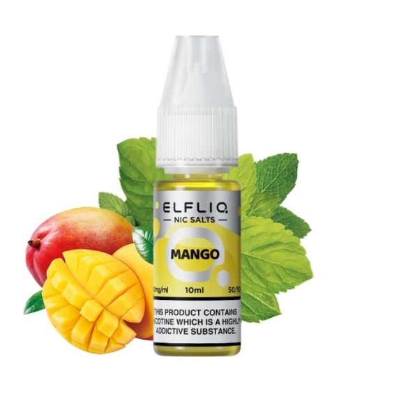Elfliq Mango Salt Likit 10ml, taze mango ve nane aromalı.