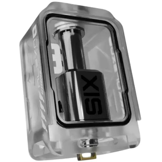 Alexa Six RBA Atomizer şeffaf yedek kartuş, metal detaylı.