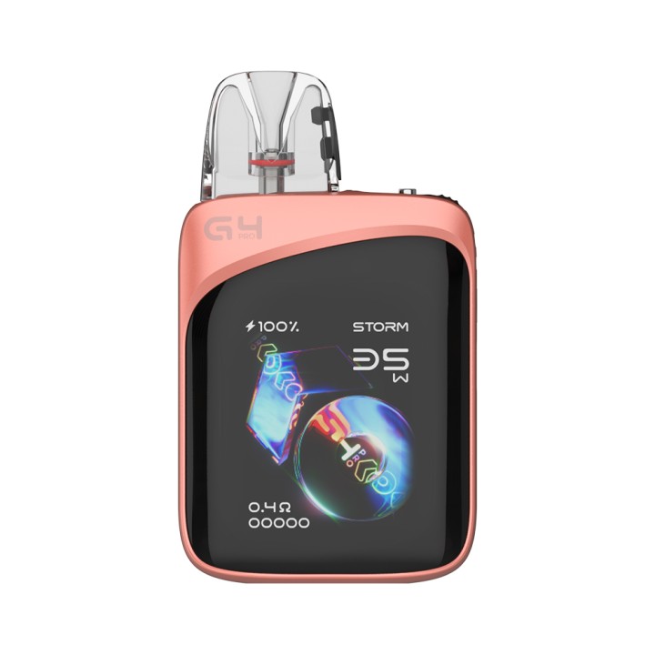 Uwell Caliburn G4 Pro Koko Pod Mod pembe, dijital ekranlı.