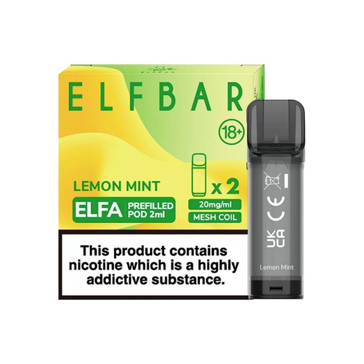 Elf Bar Elfa Lemon Mint Kartuş 2'li Paket 20mg Mesh Coil