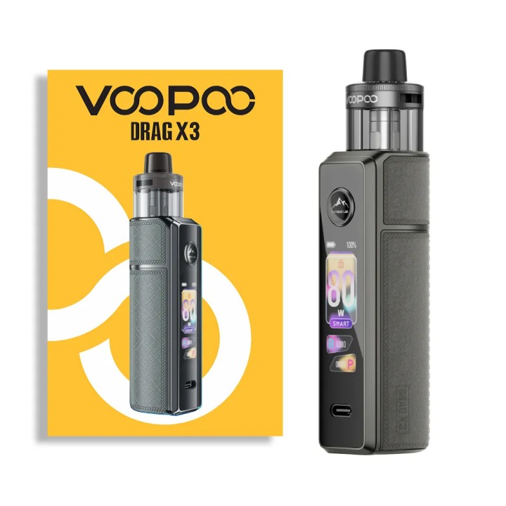 Voopoo Drag X3 Pod Mod Gri Koyu Gri Renk, Şık Tasarım