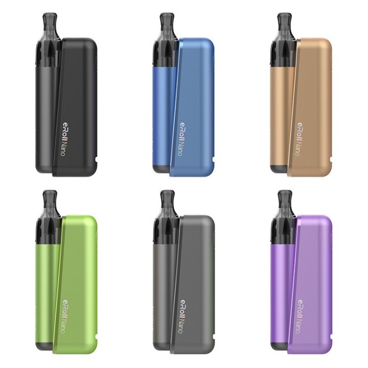 Joyetech eRoll Nano Pod Mod renk seçenekleri (siyah, mavi, altın, yeşil, gri, mor)