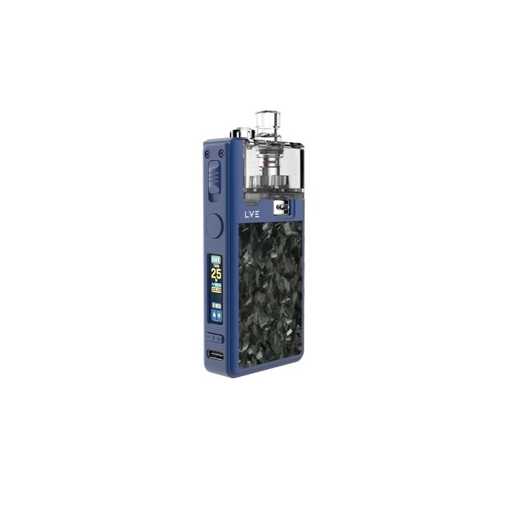 LVE Orion II Pro Mavi Pod Kit + RBA, karbon fiber görünümlü