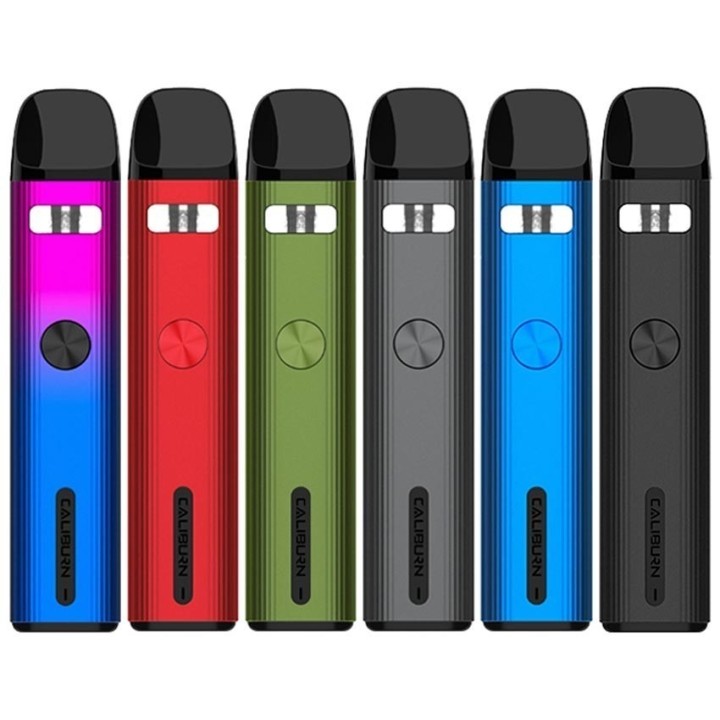 Uwell Caliburn G2 Pod Mod renk seçenekleri (Mavi, Kırmızı, Yeşil, Gri, Siyah)