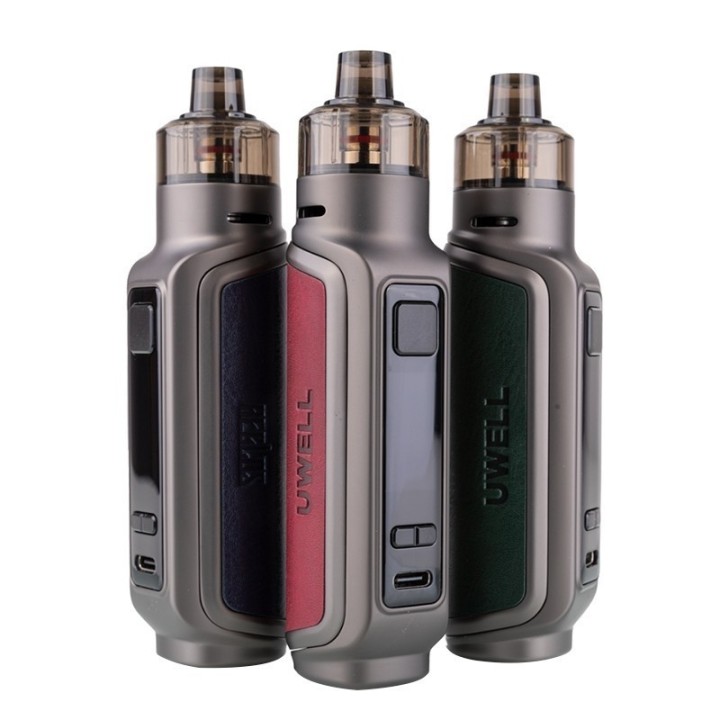 Uwell Aeglos P1 Pod Mod çeşitleri: Kırmızı, Siyah ve Yeşil vape kalemleri.