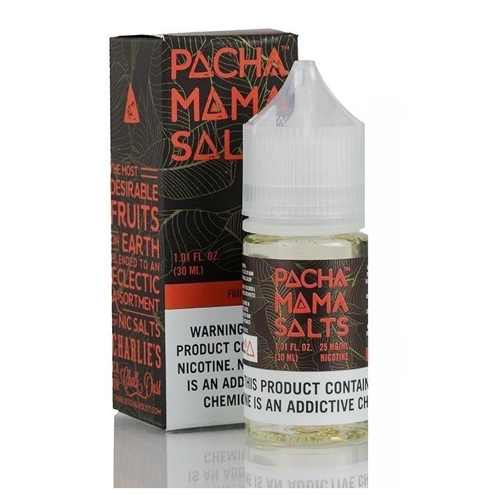 Pachamama Fuji Salt Likit 30ml nikotinli e-likit şişe ve kutusu.