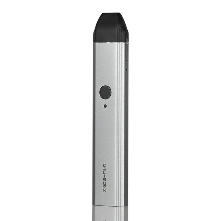 Uwell Caliburn Pod Mod gümüş renkli, ince ve şık elektronik sigara cihazı.