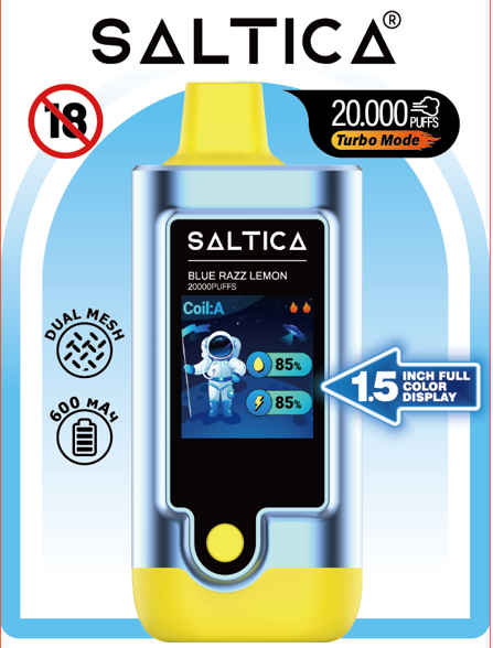 Saltica Digital 20000 Blue Razz Lemon kullan at elektronik sigara tanıtım görseli