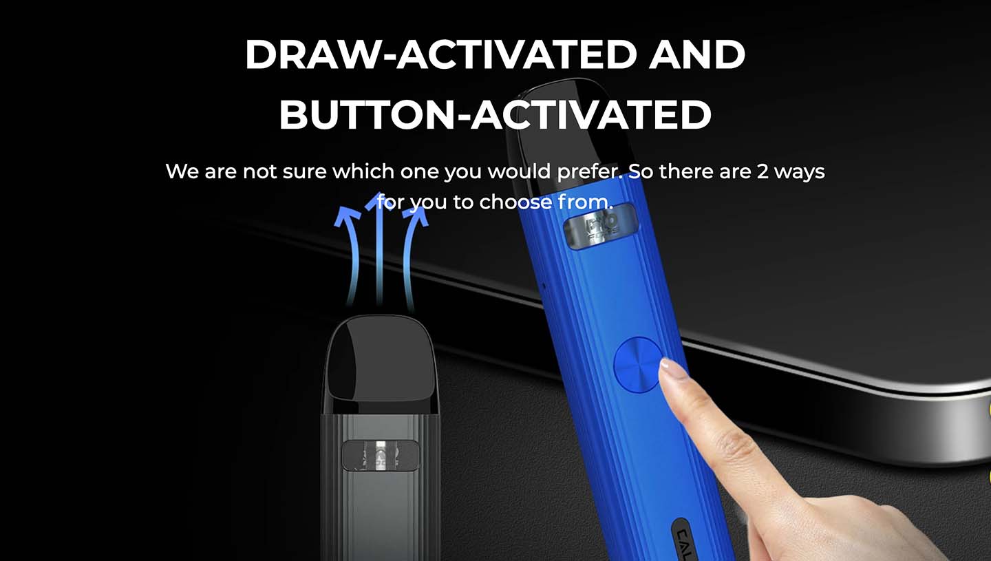 Uwell Caliburn G2 şift ateşleme (düğme/hava çekimi) özelliği.